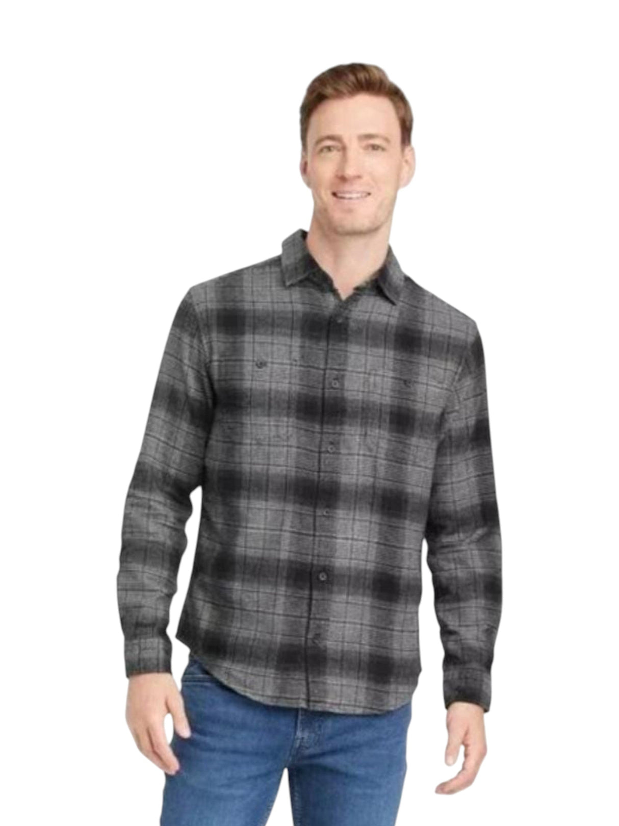 Image for Men's Plaid Dress Shirt,Dark Grey