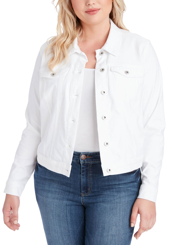 Image for Women's Plain Jeans Jacket,White