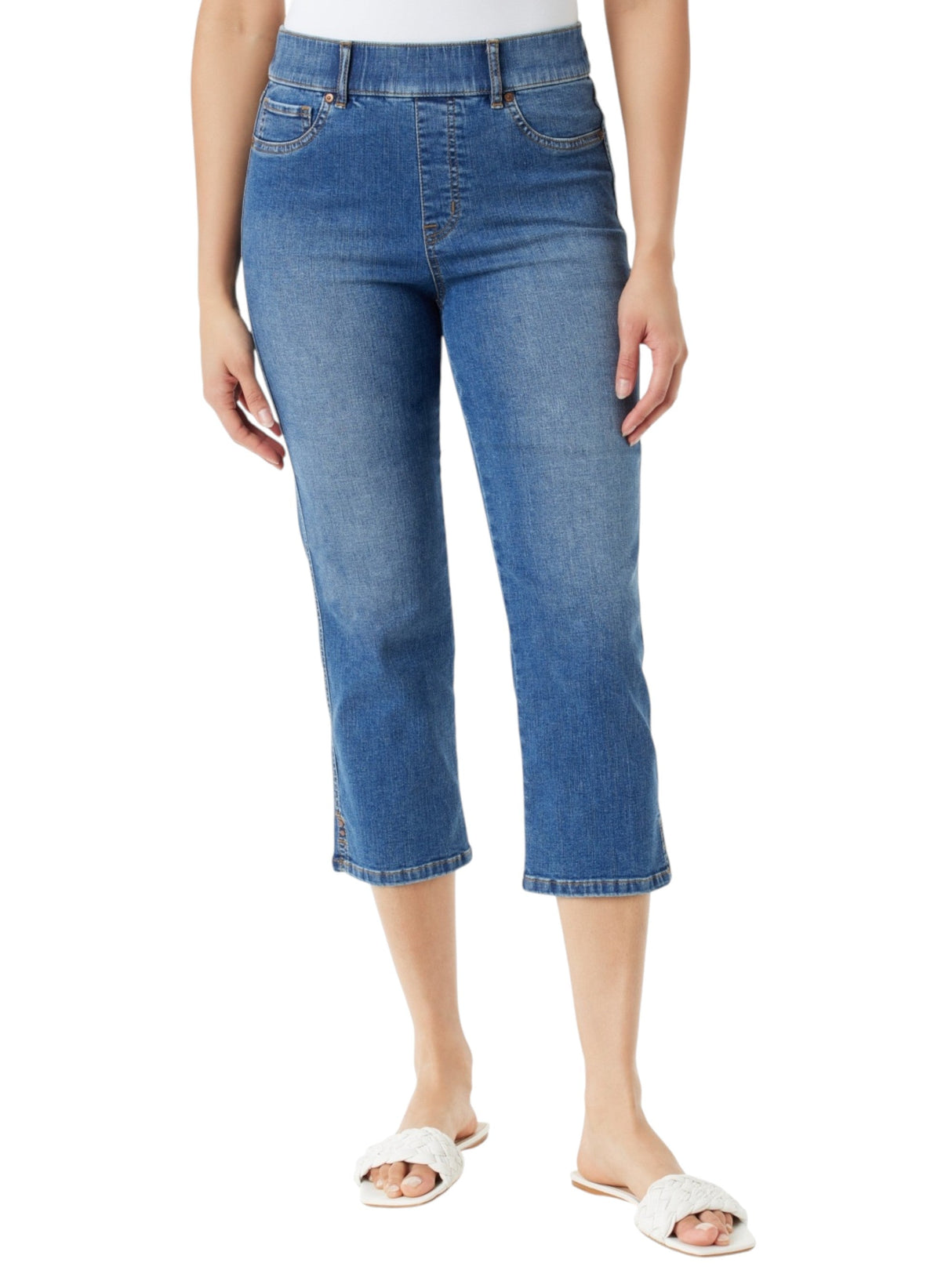 Image for Women's Plain Crop Jeans,Blue