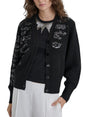 Image for Women's Sequined Knitted Cardigan,Black