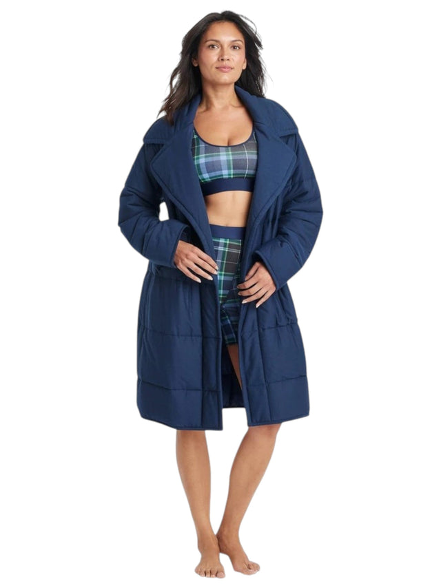 Image for Women's Quilted Long Jacket,Navy