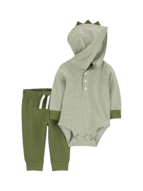Image for Kids Boy's Striped Pajama Set Bodysuit&Pant,Olive