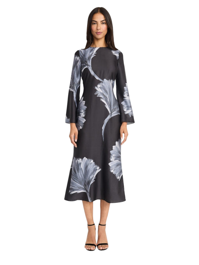 Image for Women's Open Back Printed Dress,Black