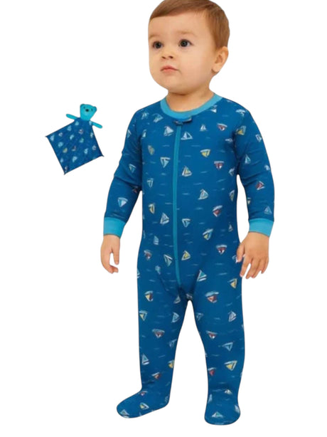 Image for Kids Boy's Printed Jumpsuit Matching Blankie Baby,Blue