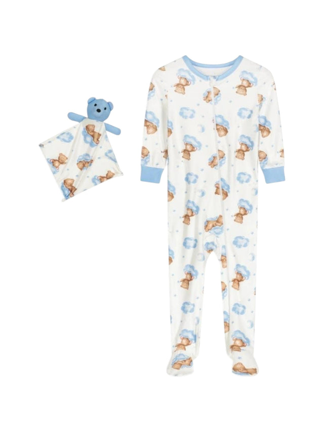 Image for Kids Boy's Printed Jumpsuit Matching Blankie Baby,White