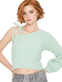Image for Women's Knitted One shoulder Top,Light Green