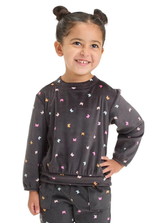 Image for Kids Gril's Printed Sleepwear Top,Dark Grey