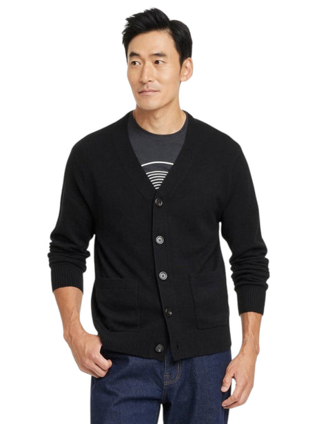 Image for Men's Plain Cardigan,Black