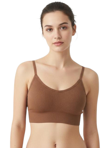 Image for Women's Ribbed Bra,Brown