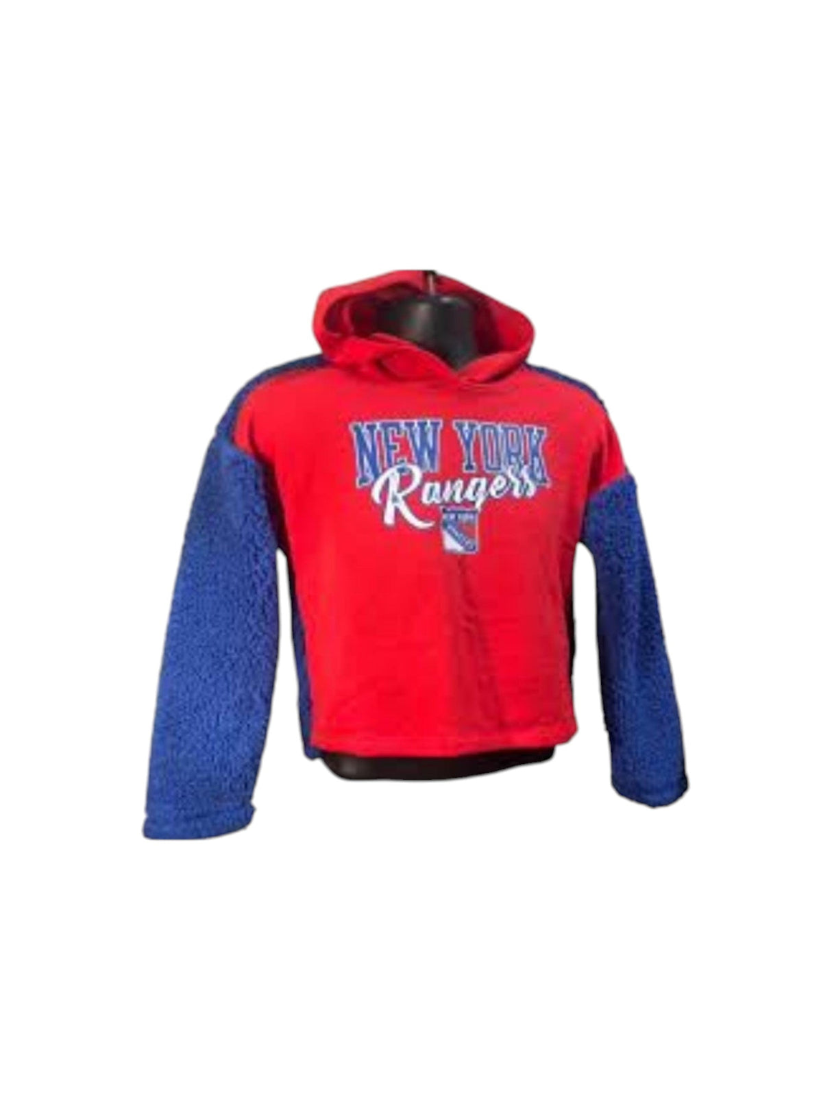 Image for Kids Girl's Printed Faux Fur Sleeve Hoodie,Blue/Red