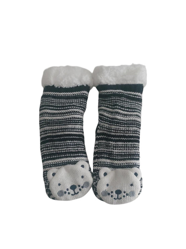 Image for Kids Girl's Knitted Faux Fur Socks,White/Navy