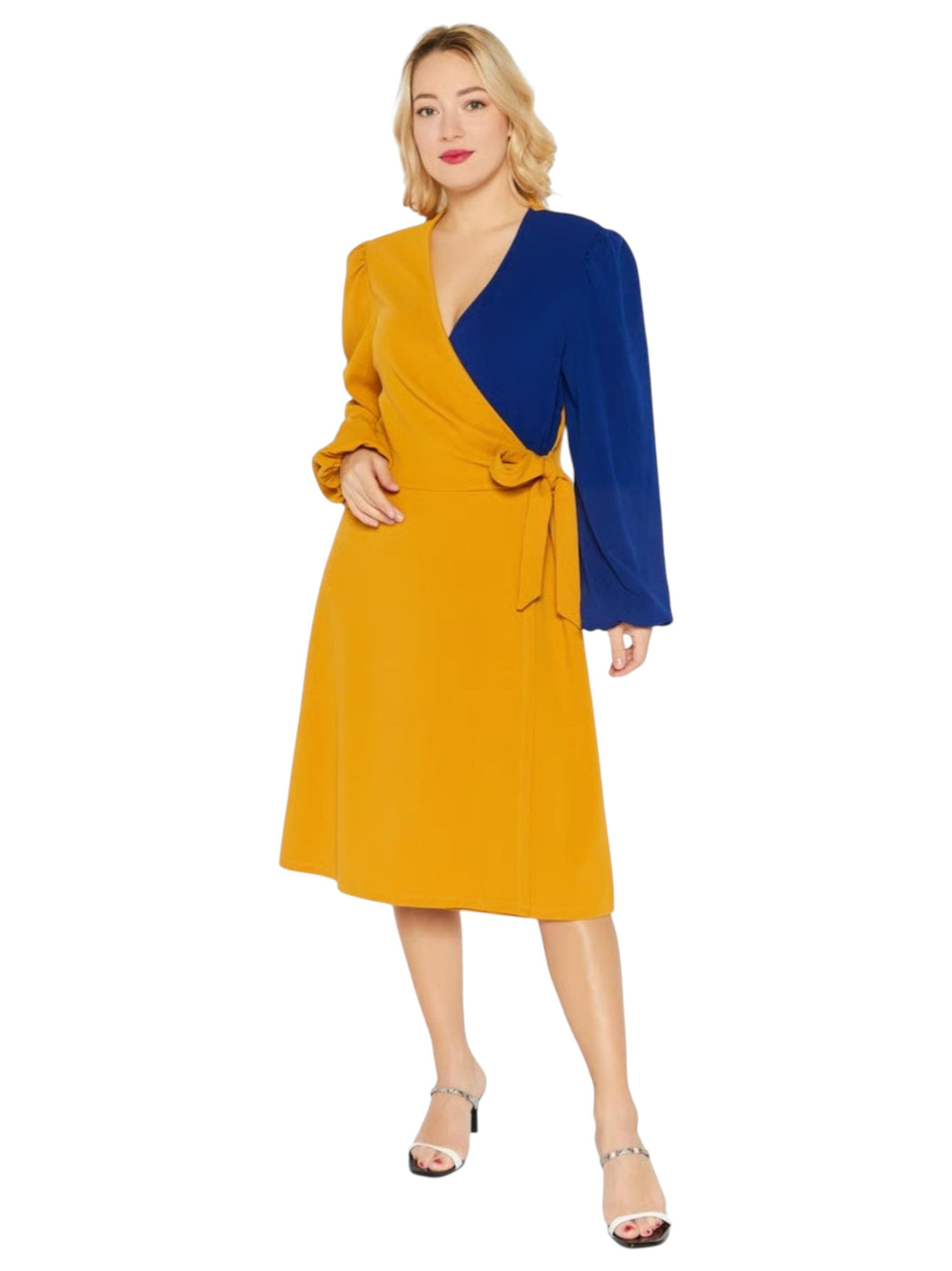 Image for Women's Textured Dress,Yellow/Blue