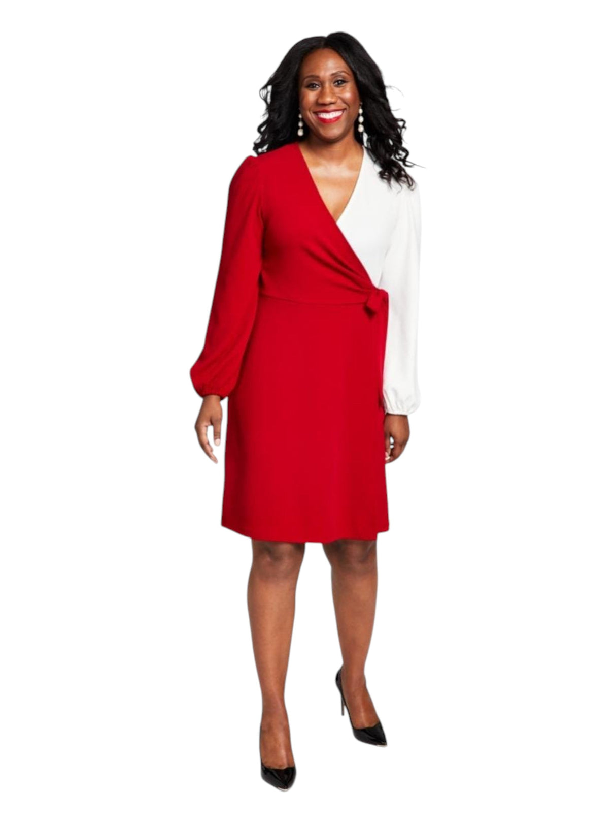 Image for Women's Textured Dress,Red/White