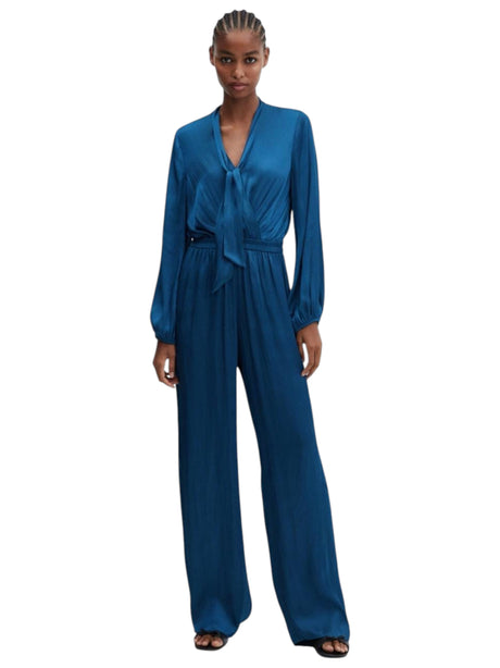 Image for Women's Plain Satin Jumpsuit,Dark Turquoise 