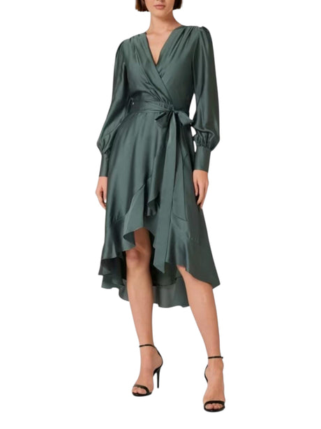 Image for Women's Ruffled Wrap Dress,Olive