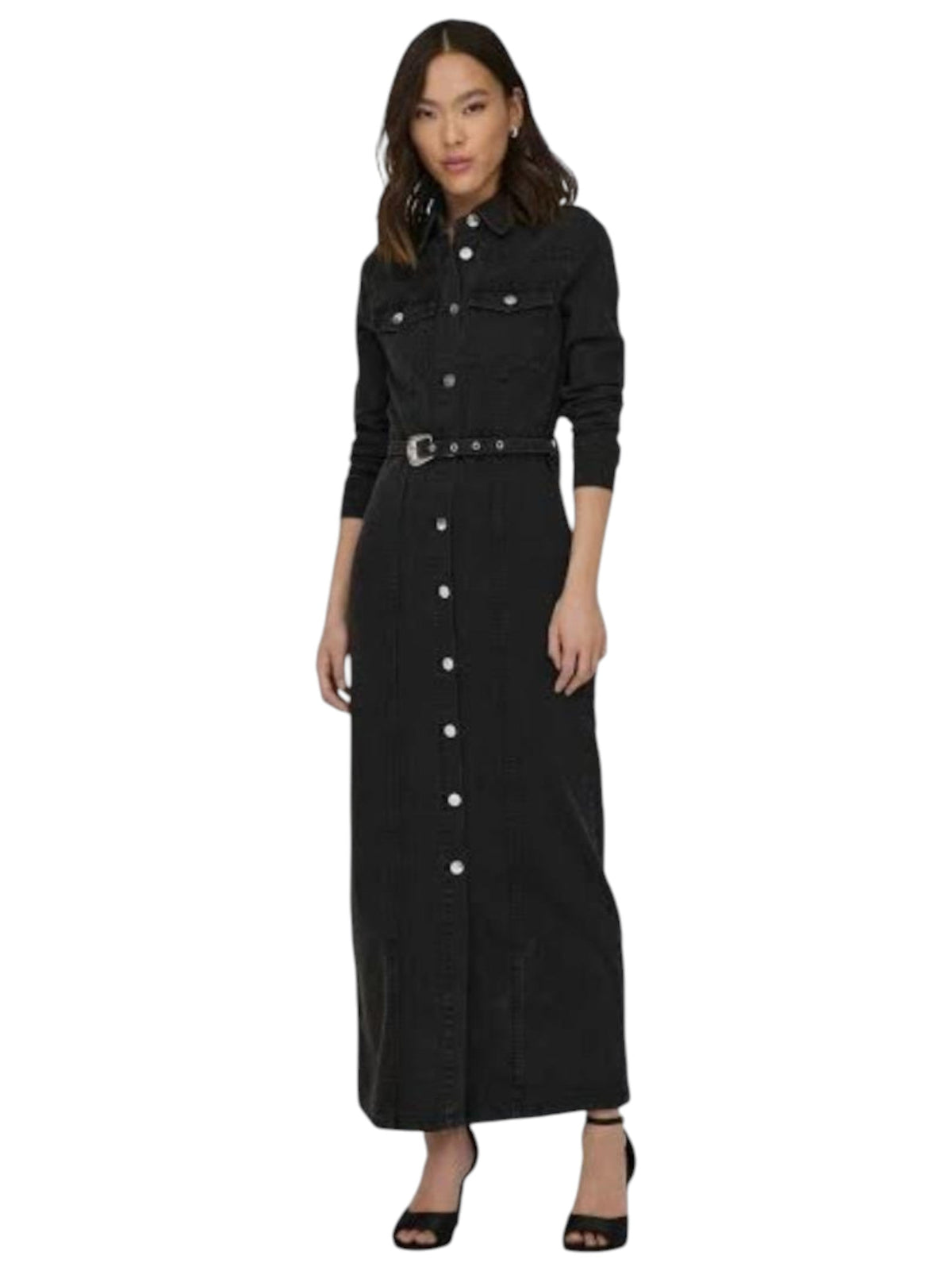 Image for Women's Plain Solid Denim Dress,Black