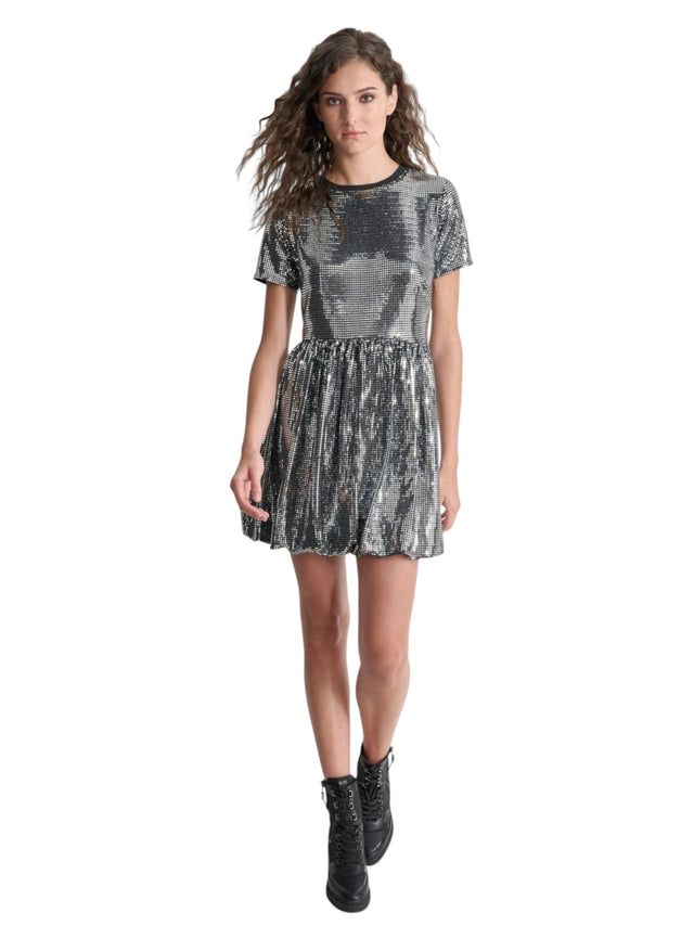 Image for Women's Sequin Bubble Dress, Black/Silver