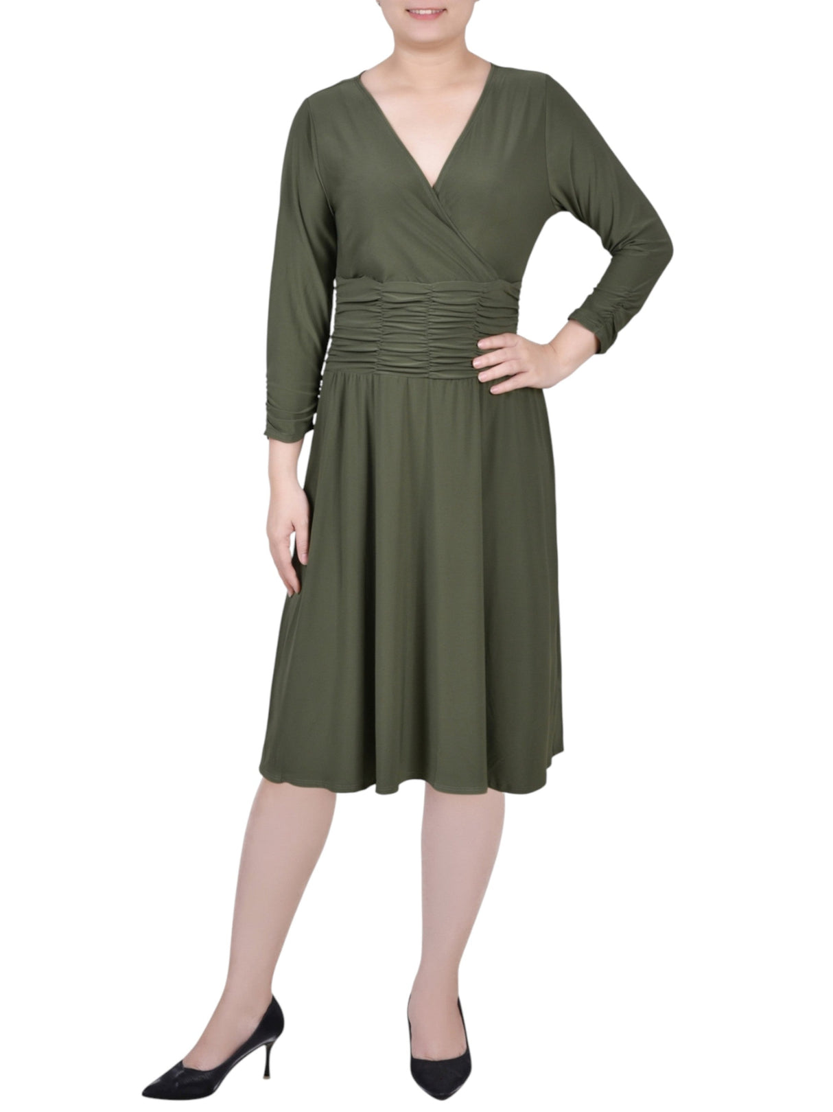 Image for Women's Plain Solid Dress,Olive
