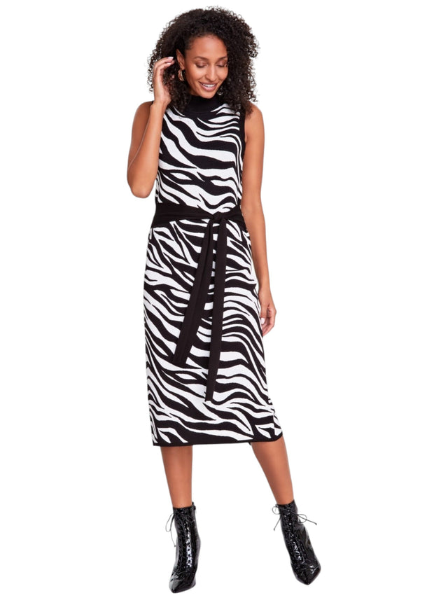 Image for Women's Zebra Printed Dress,Black/White