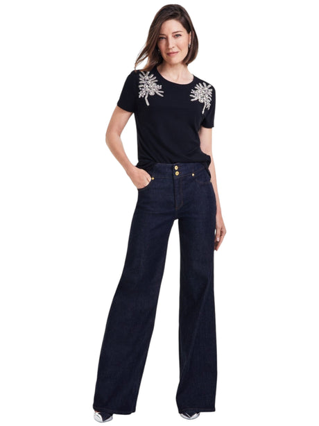 Image for Women's Plain Flared Jeans,Navy