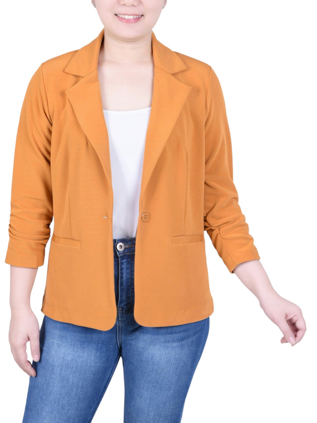 Image for Women's Plain Solid Blazers,Mustard Yellow