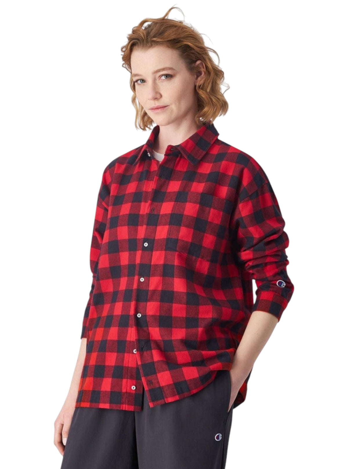 Image for Women's Plaid Chemise,Red