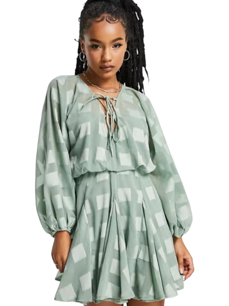 Image for Women's Ruffled Dress,Green