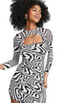 Image for Women's Wavy Striped Dress,Light Grey/Black