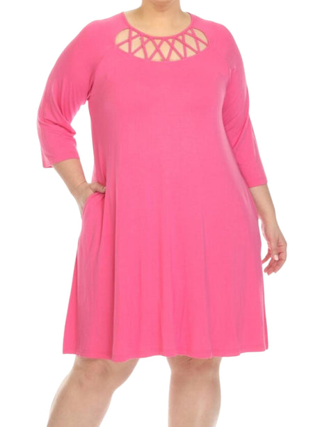 Image for Women's Plain Dress,Pink