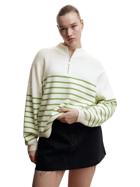 Image for Women's Striped Knitted Sweaters,Off White