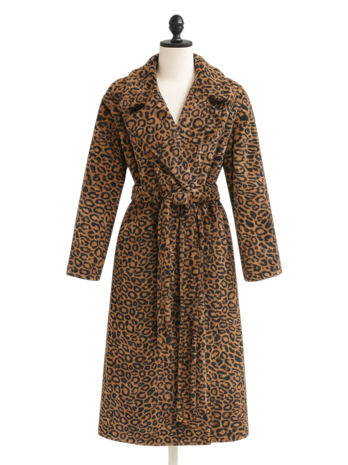 Image for Women's Plain Faux Fur Robe&Belt,Tiger