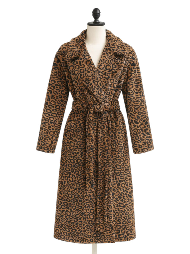 Image for Women's Plain Faux Fur Robe&Belt,Tiger