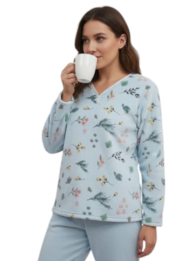 Image for Women's Faux Fur Pajama Set,Blue