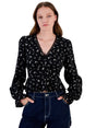 Image for Women's Floral Printed Top,Black