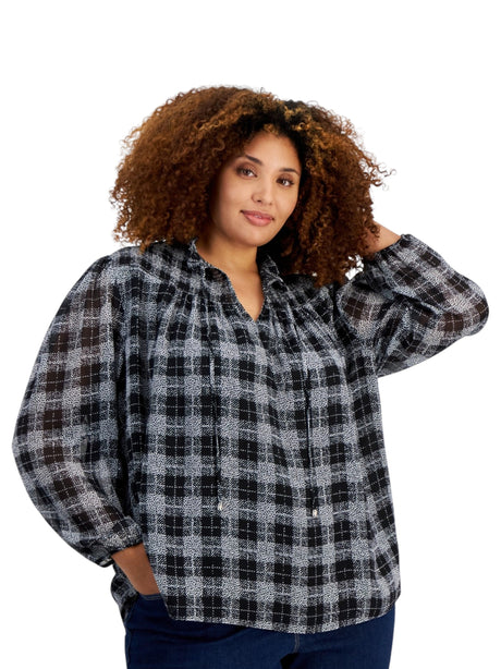 Image for Women's Plaid Top,Black