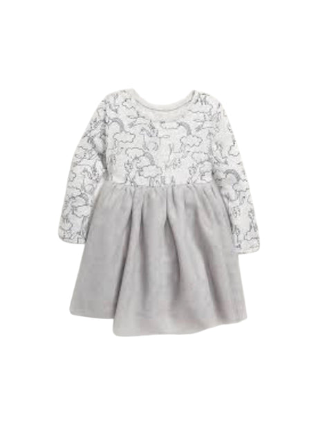 Image for Kids Girl's Printed Ruffled Dress,Grey