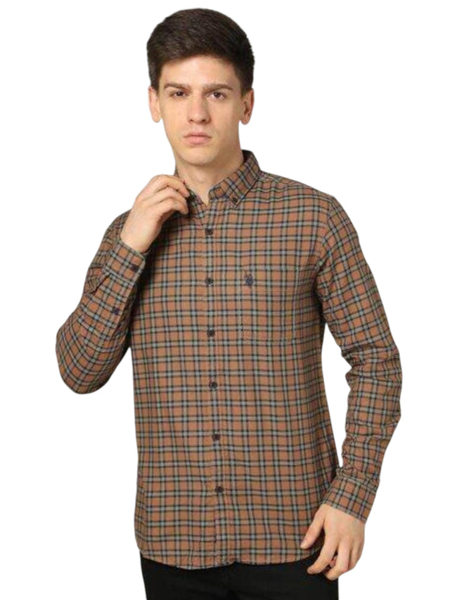 Image for Men's Plaid Dress Shirt,Brown