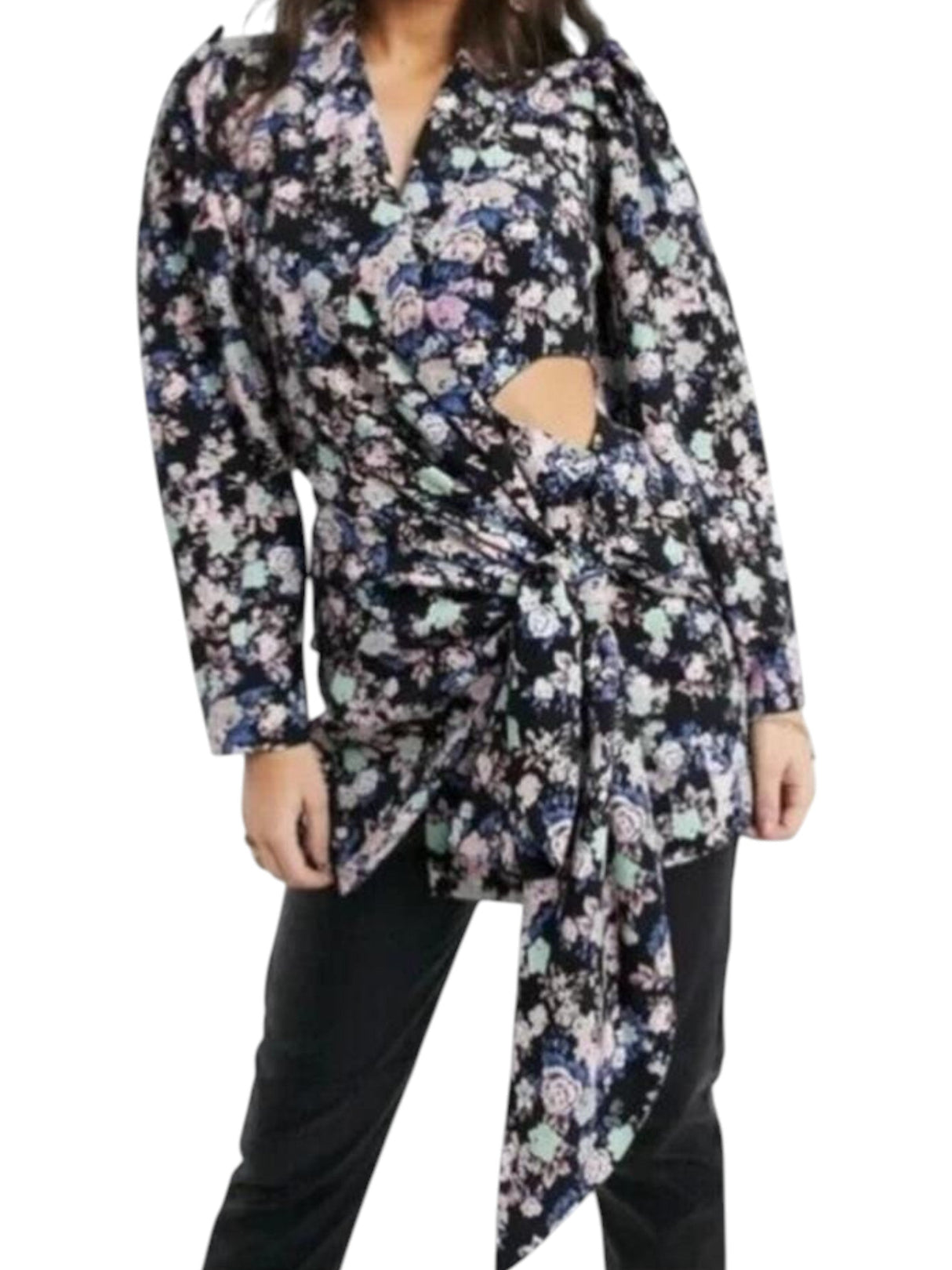 Image for Women's Floral Printed Top,Black