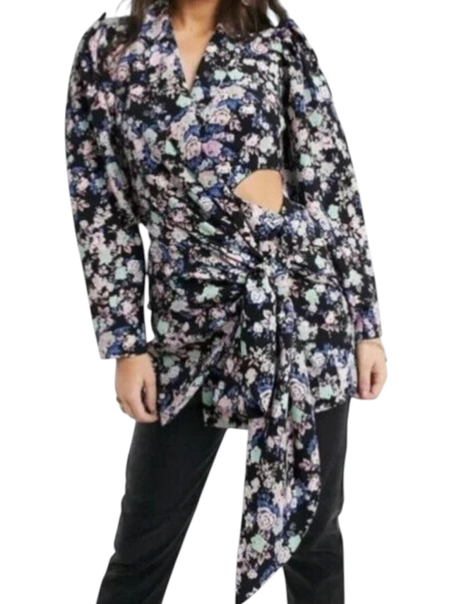 Image for Women's Floral Printed Top,Black