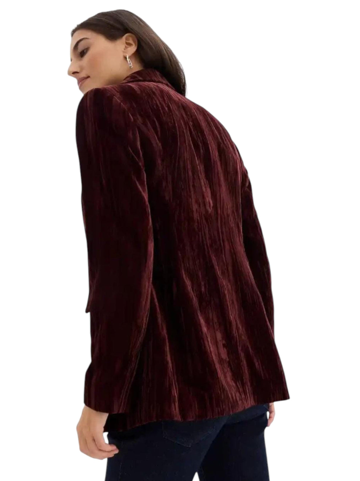 Image for Women's Textured Velour Blazer,Mauve