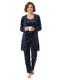 Image for Women's Hearts Printed Faux Fur Sleepwear Set,Navy