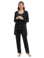 Image for Women's Hearts Printed Sleepwear Set,Black
