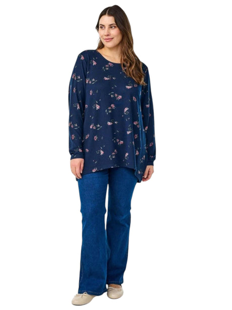 Image for Women's Printed Top,Navy