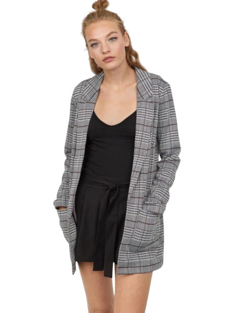 Image for Women's Plaid Blazer,Black/White