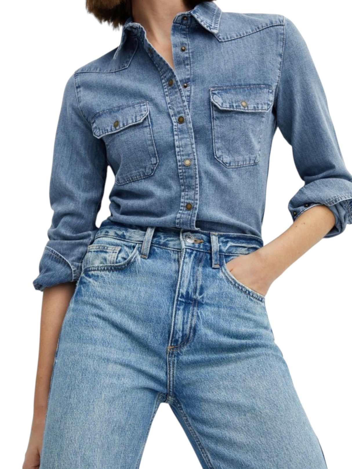 Image for Women's Plain Jeans Chemise,Blue