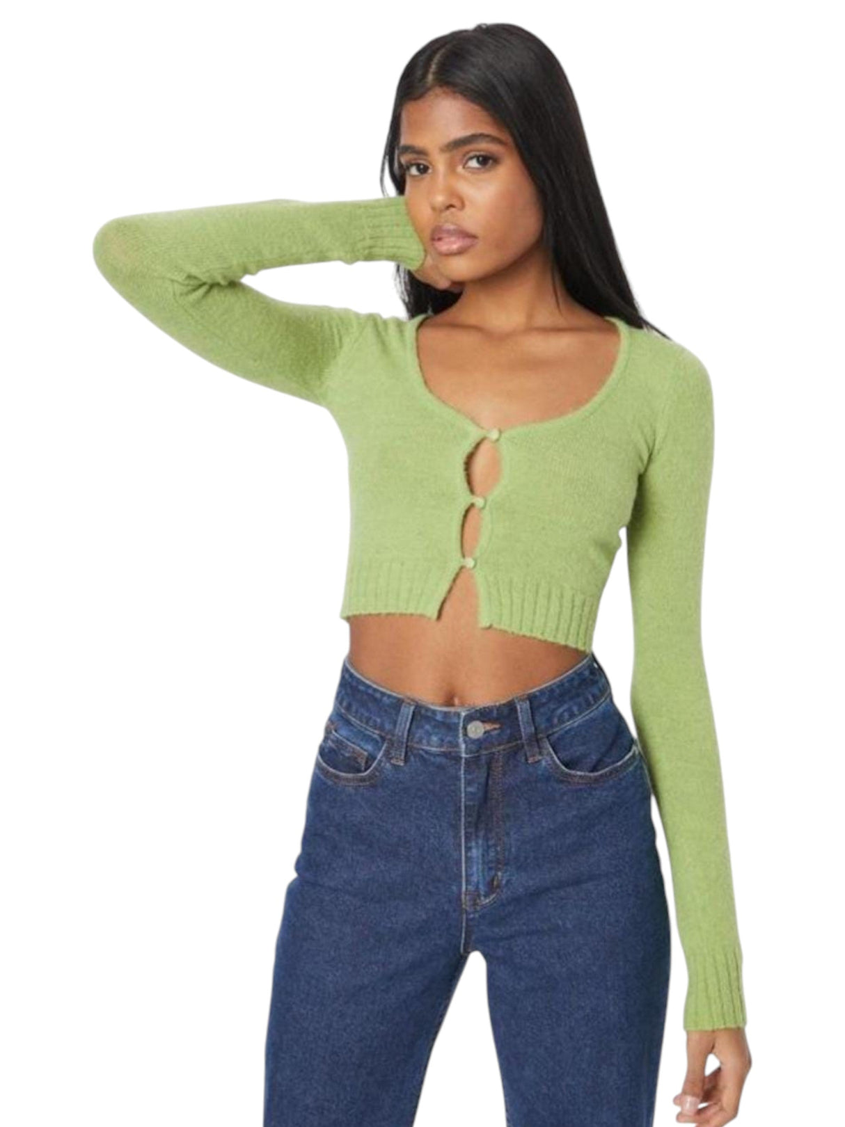 Image for Women's Plain Solid Crop Top,Light Green