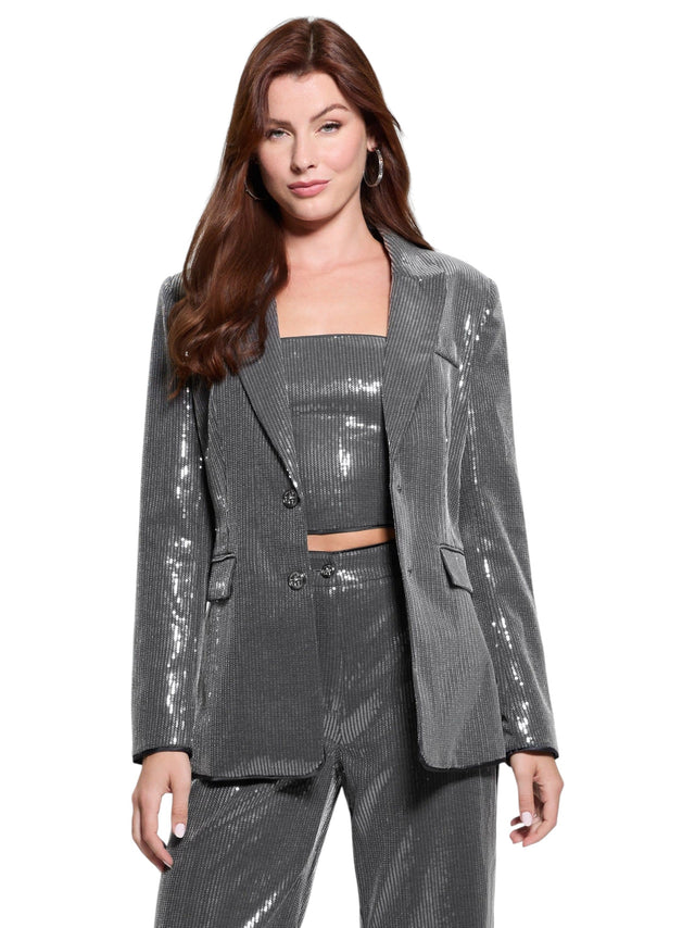 Image for Women's Sequined Blazer,Grey