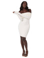 Image for Women's Pearls Cold Shoulders Knitted Dress,Off White
