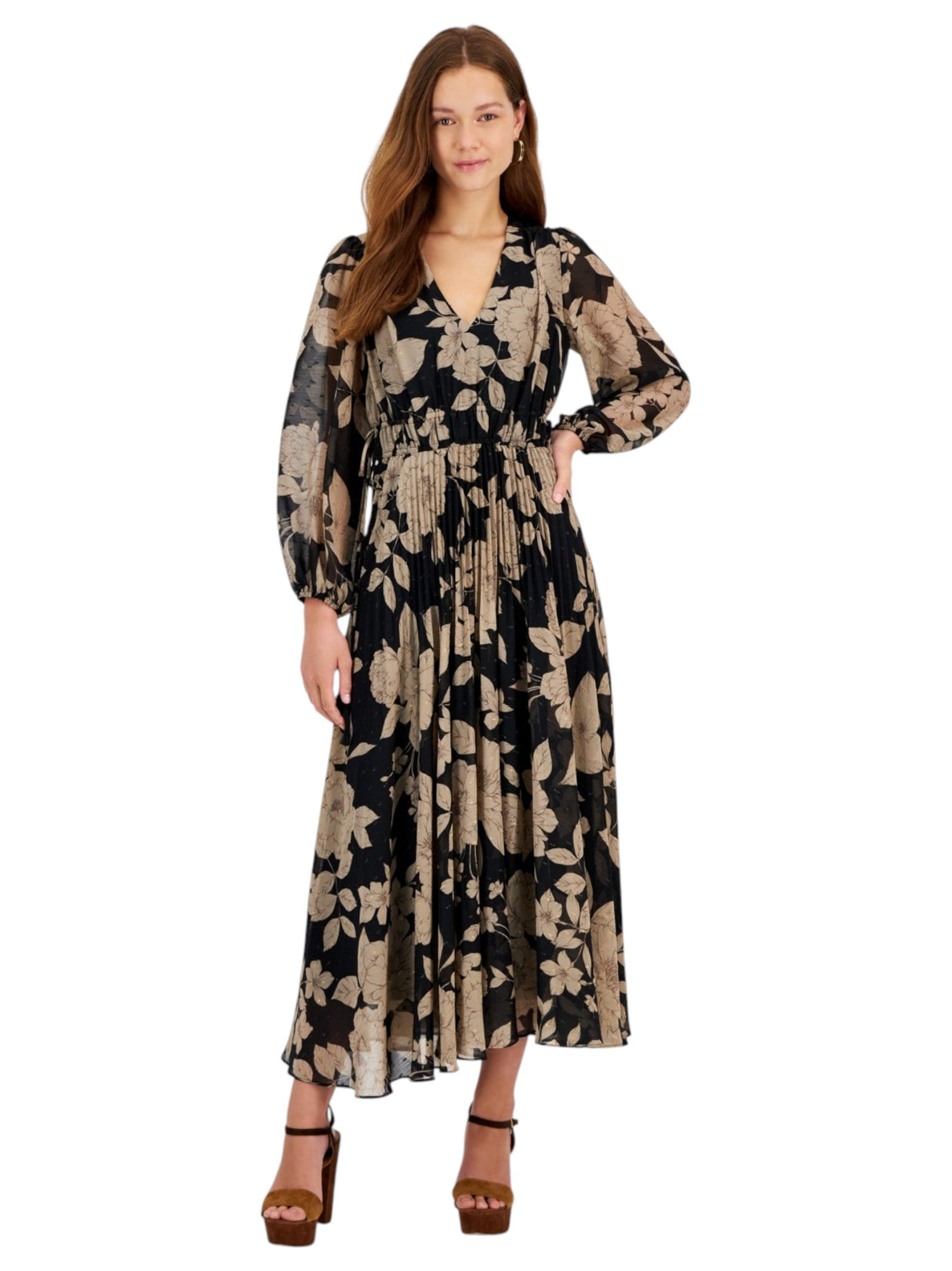 Image for Women's Floral Printed Dress,Black