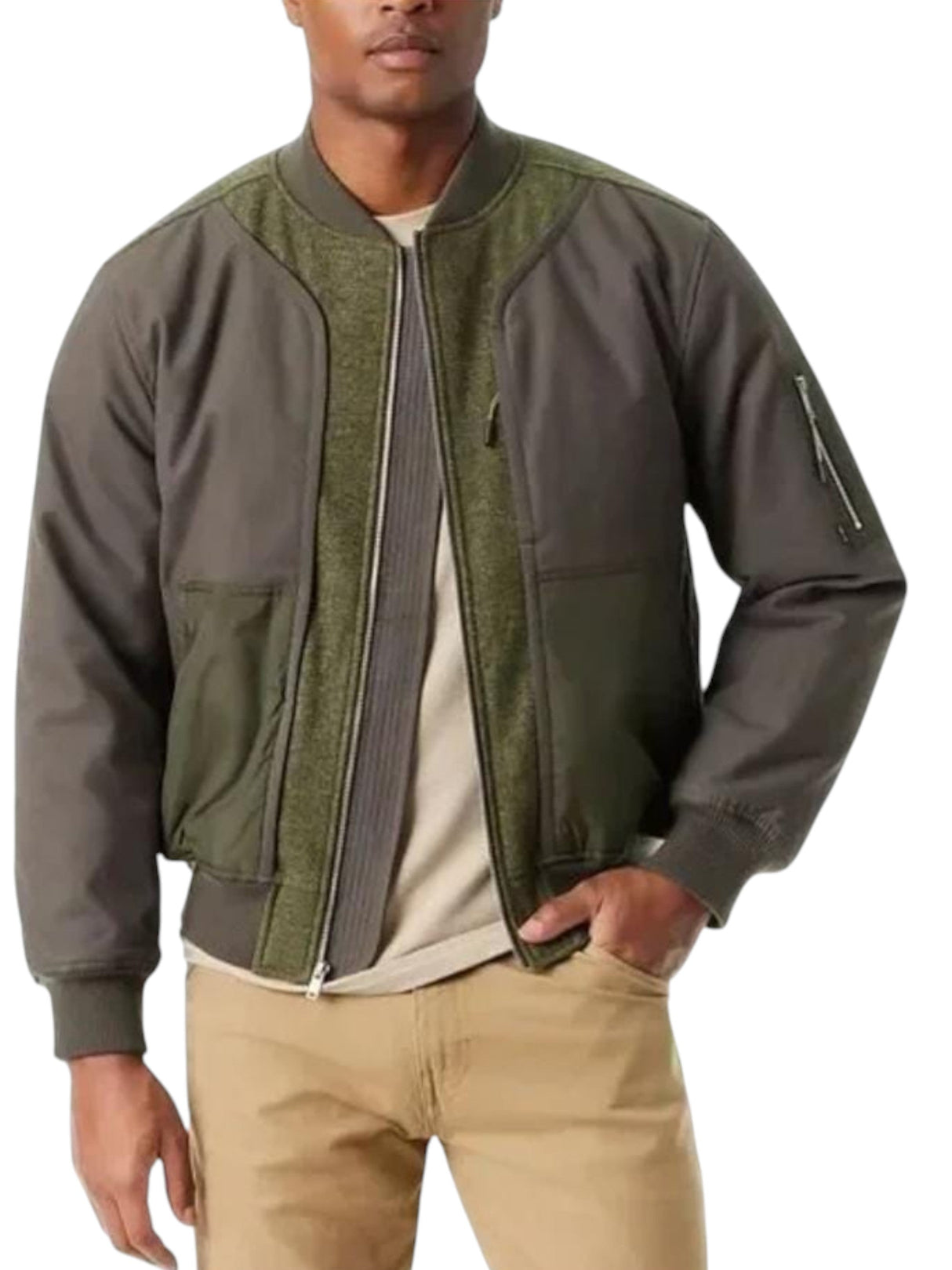 Image for Men's Colorblocked Jacket,Olive